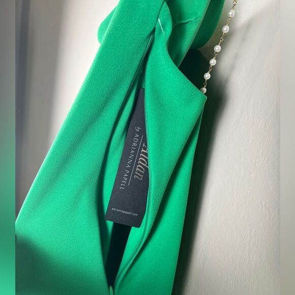 Aidan Mattox Green Cowl Neck Formal Gown Pearl Strap Crepe Sheath Dress 4 NEW - Picture 13 of 15